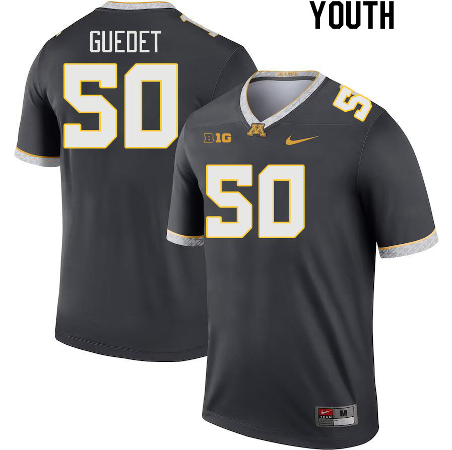 Youth #50 JJ Guedet Minnesota Golden Gophers College Football Jerseys Stitched-Charcoal - Click Image to Close